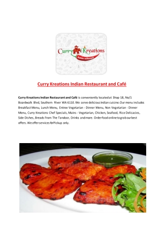 Curry Kreations Indian Restaurant and Cafe-Southern River - Order Food Online