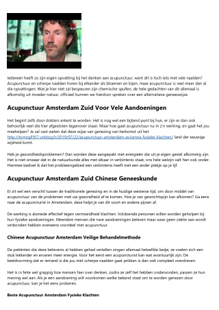 Acupunctuur Amsterdam Zuid Alternatieve Geneesmethode