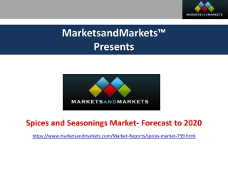 Spices and Seasonings Market by Type, Application, Region- 2020