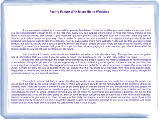 Facing Failure With Micro Niche Websites