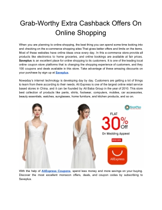 Grab-Worthy Extra Cashback Offers On Online Shopping