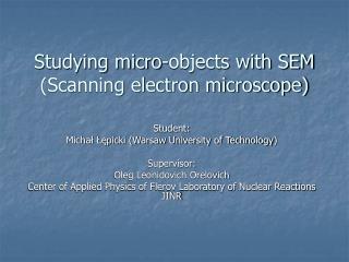 Studying micro-objects with SEM (Scanning electron microscope)