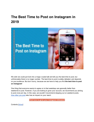 Best Time To Post on Instagram
