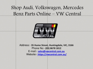 Shop Audi, Volkswagen, Mercedes Benz Parts Online - VWCentral