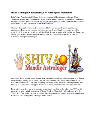 Black magic Removal Specialist in California, USA and Sydney - Shiva Mandir Astrologer