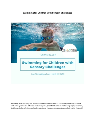 Swimming for Children with Sensory Challenges | Occupational