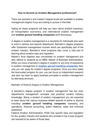 How to become an Aviation Management professional?