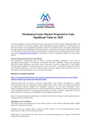 Mechanical Locks Market Projected to Gain Significant Value by 2025