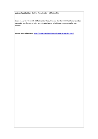 Make an App Like Uber - Build an App Like Uber - AIS Technolabs