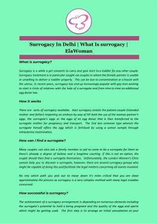Surrogacy In Delhi | What Is surrogacy | ElaWoman