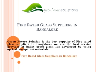 Fire Rated Glass Suppliers in Bangalore