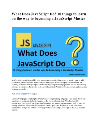 What Does JavaScript Do? 10 things to learn on the way to becoming a JavaScript Master
