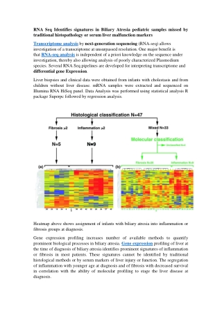 RNA Seq Identifies signatures in Biliary Atresia pediatric samples missed by traditional histopathology or serum liver m