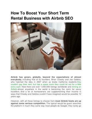 How To Boost Your Short Term Rental Business with Airbnb SEO