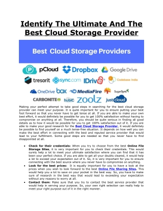 Identify The Ultimate And The Best  Cloud Storage Provider