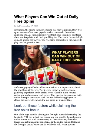 What Players Can Win Out of Daily Free Spins