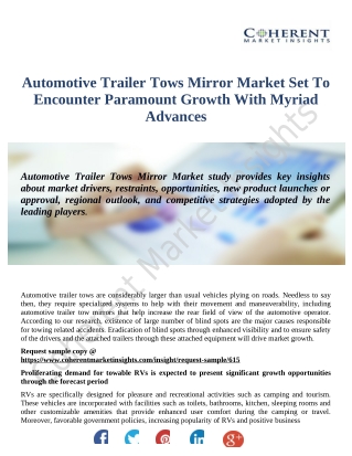 Automotive Trailer Tow Mirror (ATTM) Market to Set Explosive Growth Till 2026