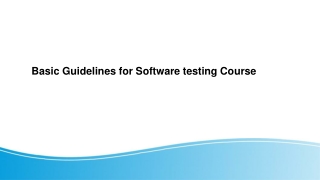 Basic Guidelines for Software testing Course