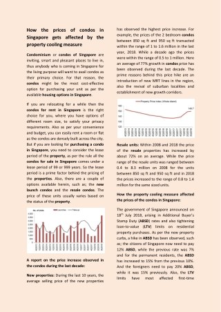 How the prices of condos in Singapore gets affected by the property cooling measure