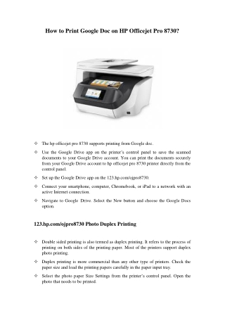 How To Print Google Doc On Hp Officejet Pro 8730