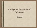 Colligative Properties of Solutions