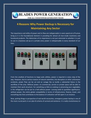 4 Reasons Why Power Backup is Necessary for Maintaining Any Sector