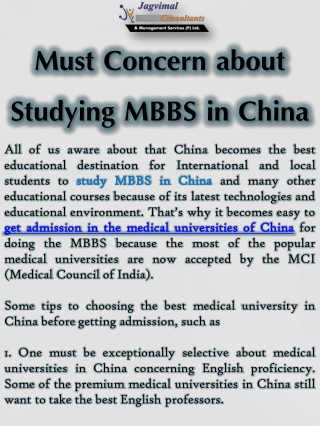Must Concern about Studying MBBS in China