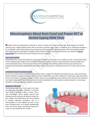 Misconceptions About Root Canal and Proper RCT at Dentist Epping NSW Clinic