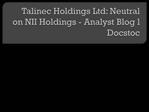 Talinec Holdings Ltd: Neutral on NII Holdings - Analyst Blog