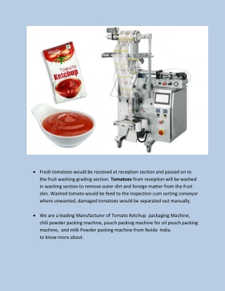 Tomato Ketchup packaging Machine Manufacturer India