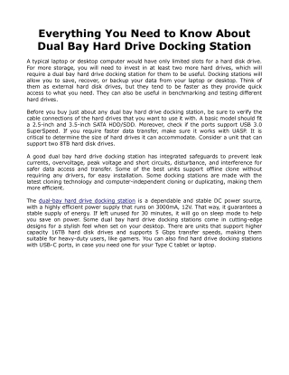 Everything You Need to Know About Dual Bay Hard Drive Docking Station