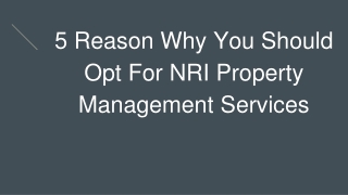 Property Management Services for NRI