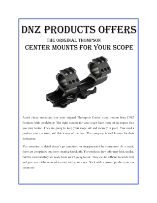 DNZ Products Offers the Original Thompson Center Mounts for your Scope