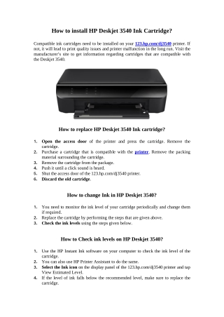 How to install HP Deskjet 3540 Ink Cartridge