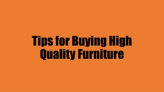 Tips for Buying High Quality Furniture