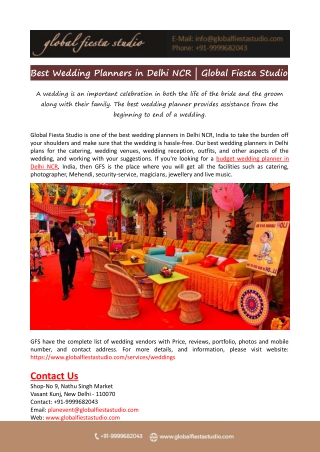 Best Wedding Planners in Delhi NCR | Global Fiesta Studio