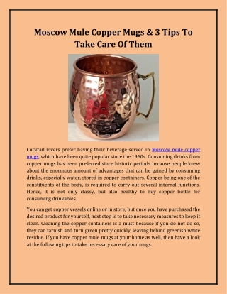 Moscow Mule Copper Mugs & 3 Tips To Take Care Of Them