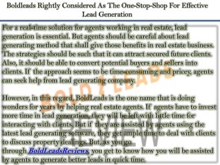 Boldleads Rightly Considered As The One-Stop-Shop For Effective Lead Generation