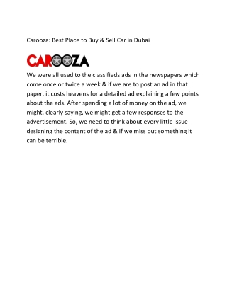 Carooza: Best Place to Buy & Sell Car in Dubai