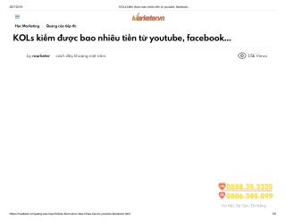 KOLs kiếm được bao nhiêu tiền từ youtube, facebook.._