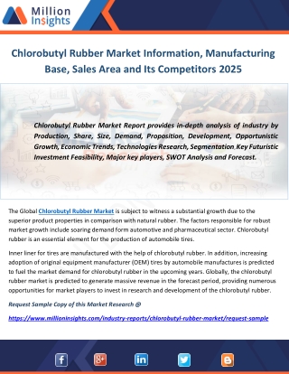 Chlorobutyl Rubber Market Information, Manufacturing Base, Sales Area and Its Competitors 2025