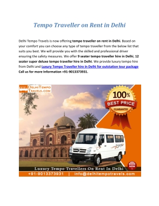 Tempo Traveller on Rent in Delhi