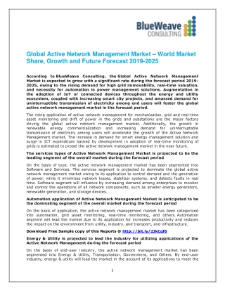 Global Active Network Management Market – World Market Share, Growth and Future Forecast 2019-2025