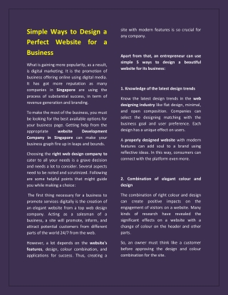 Simple Ways to Design a Perfect Website for a Business