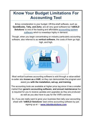 Know Your Budget Limitations For Accounting Tool!