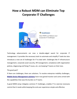 How a Robust MDM can Eliminate Top Corporate IT Challenges
