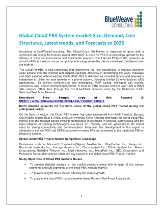 Global Cloud PBX System market Size, Demand, Cost Structures, Latest trends, and Forecasts to 2025