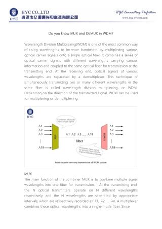 Do you know MUX and DEMUX in WDM?