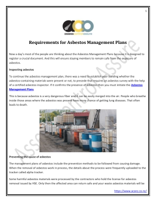 Requirements for Asbestos Management Plans