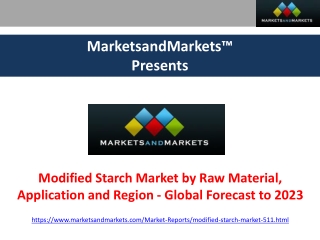 Modified Starch Market - Global Forecast to 2023